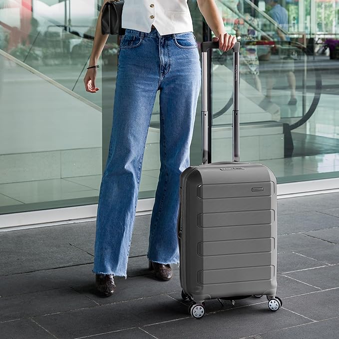 Traveler's Choice Pagosa Hardshell Expandable Luggage with Spinner Wheels, Gray, 26-Inch Medium