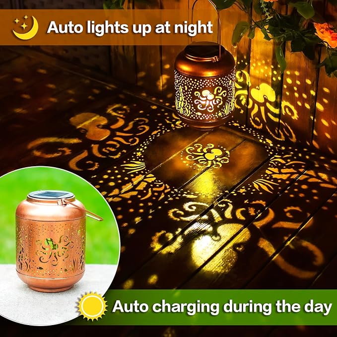 Octopus Solar Lanterns Outdoor Waterproof,Hanging Solar Lights Octopus Gifts for Women Men Metal LED Decorative Light for Yard,Patio,Lawn,Tabletop,Pathway,Landscape,Garden Decor