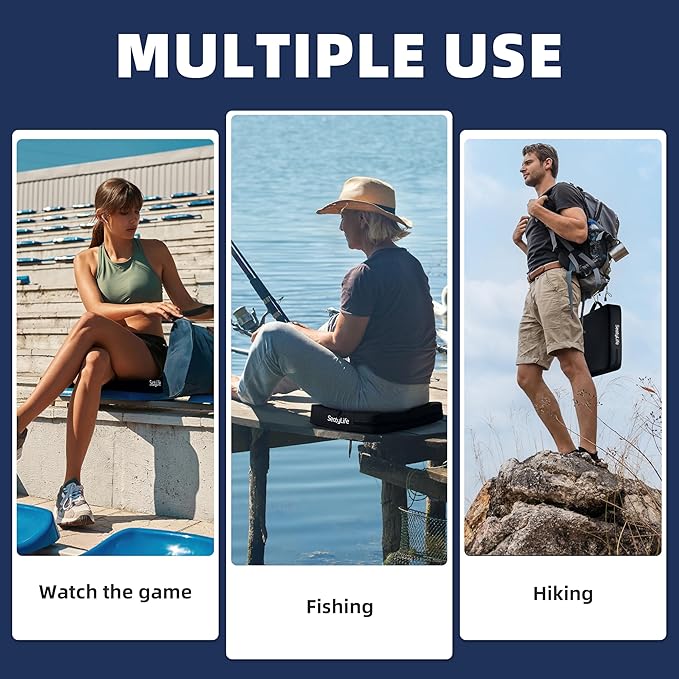 2-Pack Stadium Seat Cushions for Bleachers – Waterproof 2.8" Extra Thick for Long Sitting Hours, Portable Bleacher Cushions, Lightweight Stadium Seat Pads, Suitable for Outdoor Use (Black)