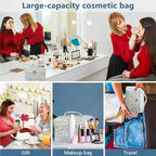 Gosect Large Makeup Bag, Cute Cosmetic Bag for Women Girls, Floral Coquette Aesthetic Toiletry Bag, Travel Make Up Organizer Bag ((White Butterfly Flower))