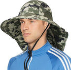SUN CUBE Wide Brim Sun Hat with Neck Flap, UPF50+ Hiking Safari Fishing Hat for Men Women, Sun Protection Beach Hat