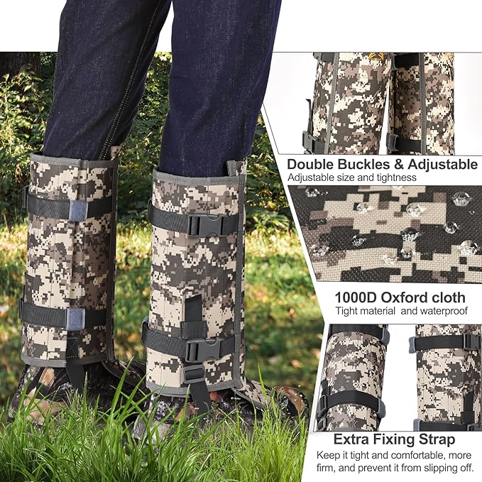 Snake Gaiters Adjustable Snake Bite Protection Waterproof Snake Guards 1000D Lower Legs Snake Proof Gaiters Snake Shoe Gaiters for Hunting Hiking Farm Work