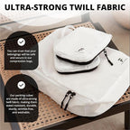 8 Piece Compression Packing Cubes Set - Double Capacity Design for Travel - Small, Medium & Large Sizes - Carry-On Suitcase Organizer Bags (White)