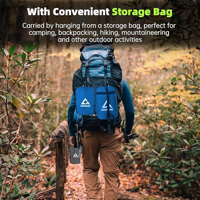 Camping Hammock with Mosquito Net & Hammock Underquilt and Rain Fly Tarp - Portable for Indoor, Outdoor, Hiking, Backpacking, Backyard, Beach & Travel (Hold Up to 500lbs) - Blue