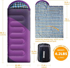 Camping Sleeping Bag, 32℉ Sleeping Bags for Adults Kids Teens Cold Weather Warm Sleeping Bag Winter for 3-4 Season Camping, Camping Gear Equipment, Traveling, and Outdoors