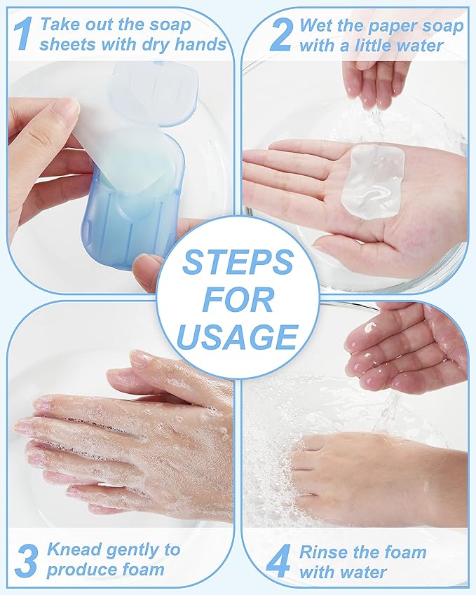 DF DUALFERV Paper Hand Soap Sheets for Traveling, 20 Pack (400 Sheets) Mini Portable Hand Soap Sheets, Scented Disposable Soap Sheet, Colorful Camping Soap Sheets, Travel Soap Sheets for Hand Washing