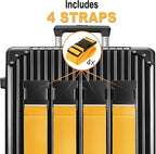 Luggage Straps for Suitcases TSA Approved Travel Belt 4 Pack by Chelmon (Yellow)