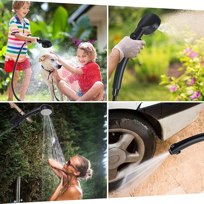 Portable Shower for Camping, [Long-Lasting] Spopal 6000mAh Rechargeable Camping Shower with Intelligent LED Display, 4 Spray Modes, IPX7 Waterproof Outdoor Camp Pump for Hiking, Travel, Car, Pet