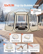 VEVOR Pop up Sports Tent, 8 Sizes Optional Clear Bubble Tent for 1-6 Person, Waterproof Outdoor Pod with Floor Mat & Top Cover, Garden Igloo Dome Tents Camping Shelter for Sports Watching