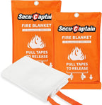 SecuCaptain Emergency Fire Blanket for Home Kitchen - 2 Pack 40"x40" Flame Suppression Fiberglass Fire Blankets for House Camping Car Office Warehouse Survival Safety