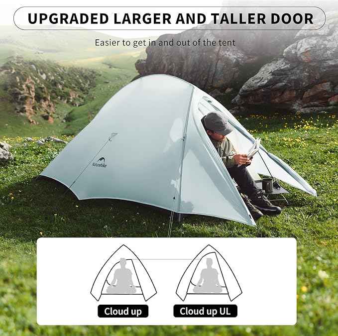 Naturehike Cloud-Up Tent Lightweight Backpacking Tent with Footprint - Free Standing Ultralight Camping Hiking Backpack Tents
