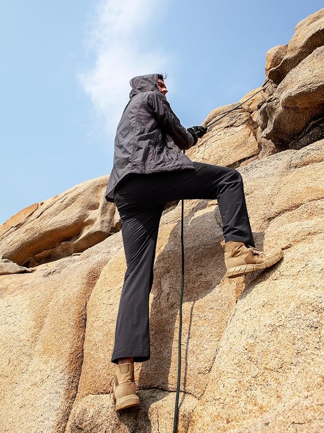 FREE SOLDIER Men's Outdoor Cargo Hiking Pants with Belt Lightweight Waterproof Quick Dry Tactical Pants Nylon Spandex