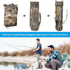 Allnice Durable Canvas Fishing Rod & Reel Organizer Bag Travel Carry Case Bag- Holds 5 Poles & Tackle