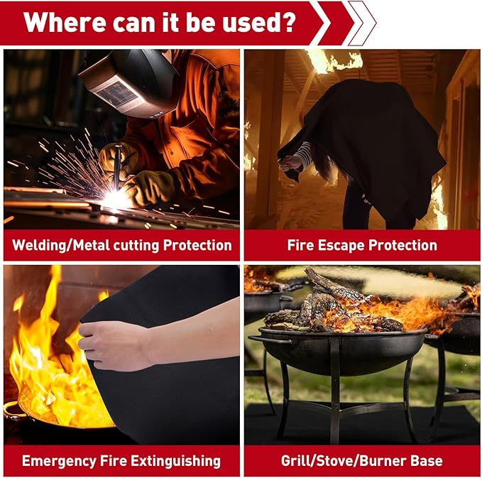 kanhiro 4x6 Feet Large Welding Blanket Fireproof Pad, 5mm Thickened Resistant Carbon Felt Cloth, Flame Retardant Fabric, Heat Shield for Soldering, Firepit, Grill Cover, Smoker