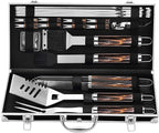 Grilljoy BBQ Accessories Grill Tools Set - 22PCS Stainless Steel Barbecue Grill Accessories for Outdoor Grill with Black Aluminum Case - Grilling Gifts for Men Dad -Grill Tools Kit