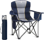 LET'S CAMP Folding Camping Chair Oversized Heavy Duty Padded Outdoor Chair with Cup Holder Storage and Cooler Bag, 450 LBS Weight Capacity, Thicken 600D Oxford