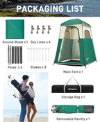 KingCamp Shower Tent, Portable Privacy Tent Outdoor Camping 1/2 Room Toilet Tents with Shower Bag & Dressing Room for Beach, Camping & Hiking