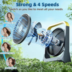 Battery Powered Rechargeable Portable Fan: 20800mAh Battery Operated Camping Fan [80H Long Lasting] 3350RPM USB Desk Personal Fan with 4 Speed 3 Timer for Travel/Outdoor/Bedroom/Office/Beach/Fishing