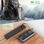 Solar Power Bank Portable Charger 52800mAh 5V/3A Fast Charging Battery Pack with Built in 4 Cables 2 Outputs & LED Flashlight for All Mobile Devices Camping Traver Outdoor