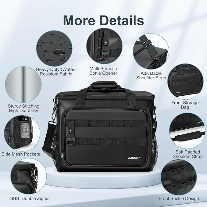 Soft Cooler Bag, 30 Cans Collapsible Cooler with Adjustable Shoulder Straps, White Ice Chest for Camping, Beach, Hiking, Picnic