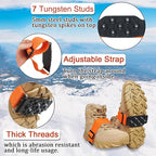 Ice Cleats Snow Traction Cleats for Boots and Shoes Mid-Sole Non Slip Crampons with Adjustable Straps 7 Tungsten Studs for Secure Grips Rotatable Traction Aids Walking on Snow and Ice