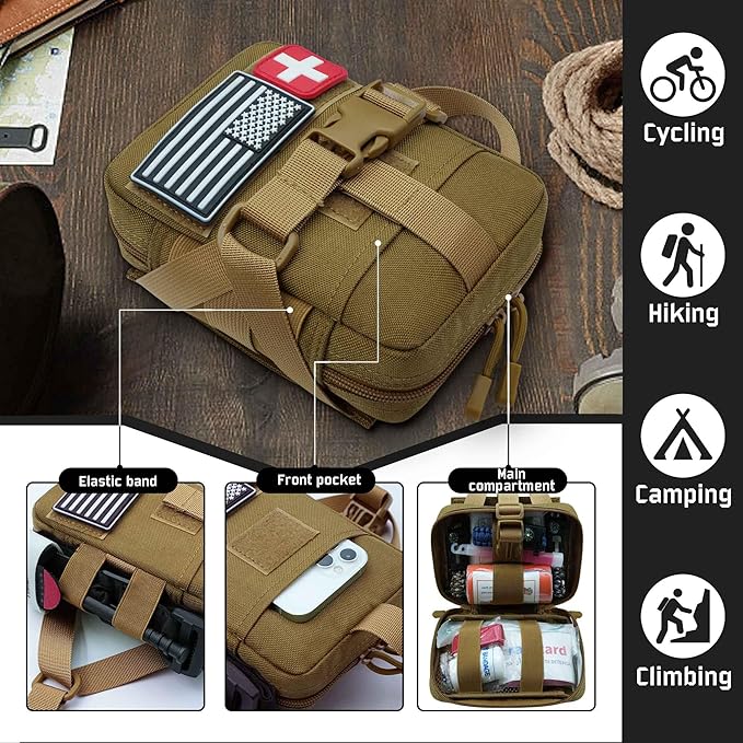 Upgrade Molle Rip Away Ifak Pouch, Tactical Small Belt First Aid Pouch Medical Utility EMT Pouch Only