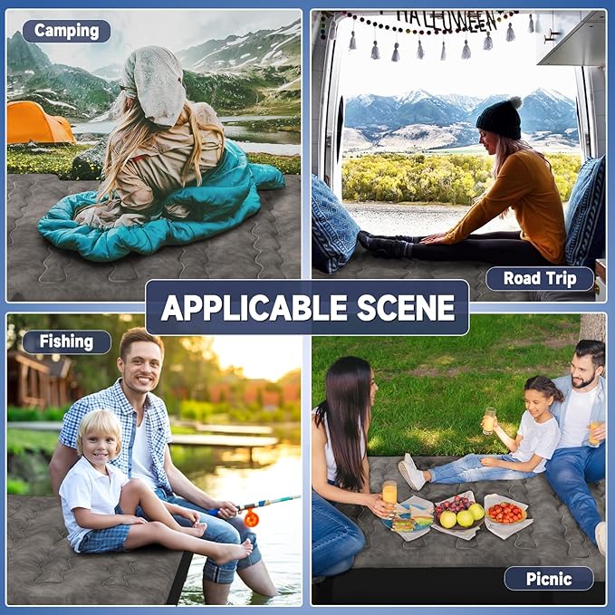 Truck Bed Mattress 5.5-5.8ft: Inflatable Air Mattress for Camping Short Truck Bed 2 Person, Air Pump 2 Pillows, Carry Bag, Khaki