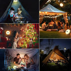 Allspark Camping String Lights, 4 in 1 Quick Storage 32.8FT Rechargeable Waterproof LED Hanging Light with 8 Lighting Modes, Hanging Portable LED Lamp for Outdoor Patio Awning Garden Party Essential