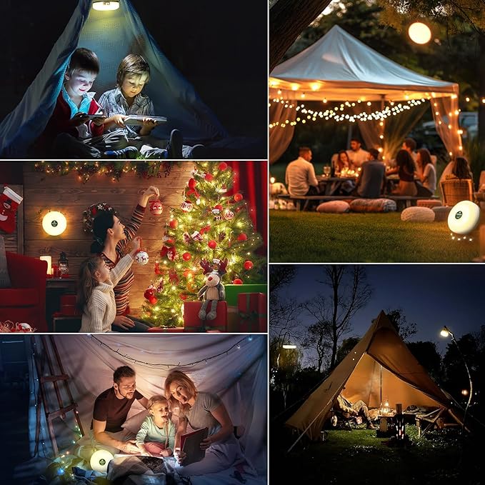 Allspark Camping String Lights, 4 in 1 Quick Storage 32.8FT Rechargeable Waterproof LED Hanging Light with 8 Lighting Modes, Hanging Portable LED Lamp for Outdoor Patio Awning Garden Party Essential