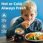 10 oz Soup Thermo for Hot Food Kids Insulated Food Jar with Spoon, Lunch Thermo Container, Width Mouth Vacuum Stainless Steel Food Thermo for School Travel, Leakproof, Easy to Open(Black)
