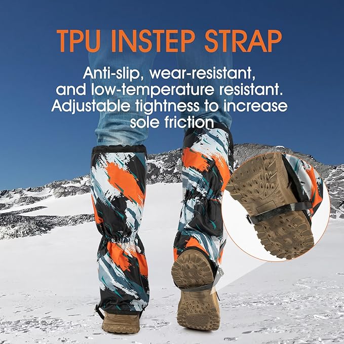 Waterproof Adjustable Leg Gaiters for Men and Women Snow Boot Gaiters for Hiking in Hunting Sand and Mud Mountain Climbing or Snowshoeing