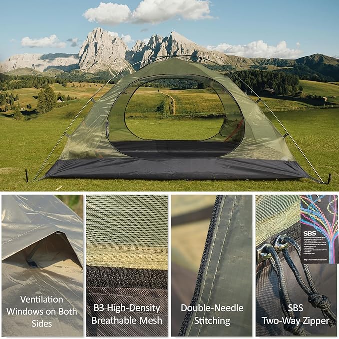 Backpacking Tent for Camping 2/3/4 Person Hiking Ultralight Tent for Waterproof Windproof Outdoor Tents Easy Setup Two Doors Double Layer Lightweight Instant Tents
