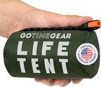 Go Time Gear Survival Life Tent • 2 Person Mylar Emergency Shelter Tube Tent + Paracord • All-Weather Protection for Camping, Hiking, & Survival Kits • Includes Emergency Whistle