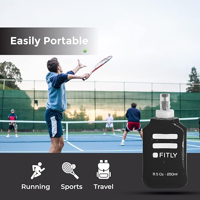 Soft Flask - Shrink As You Drink Soft Water Bottle for Hydration Pack - Folding Water Bottle Ideal for Running, Hiking, Cycling, Climbing & Rigorous Activity