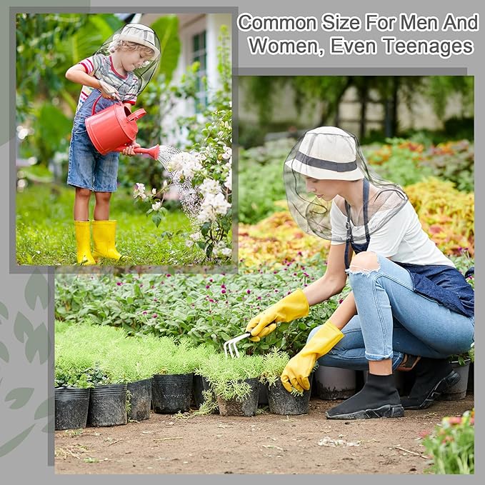 Hestya 2 Pack Mosquito Head Mesh Net Midge Insects Bugs Head Face Net Protecting for Outdoor Hiking Camping Climbing Walking(Black, Light Gray)