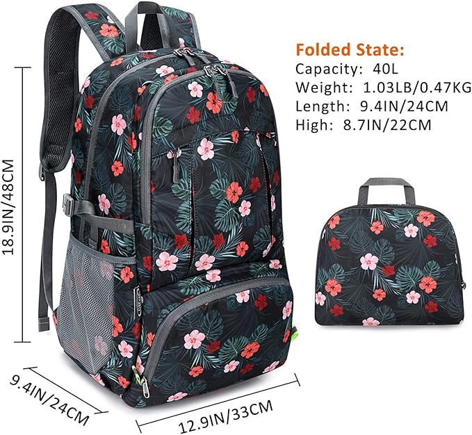 G4Free 40L Lightweight Packable Hiking Backpack, Waterproof Travel Daypack
