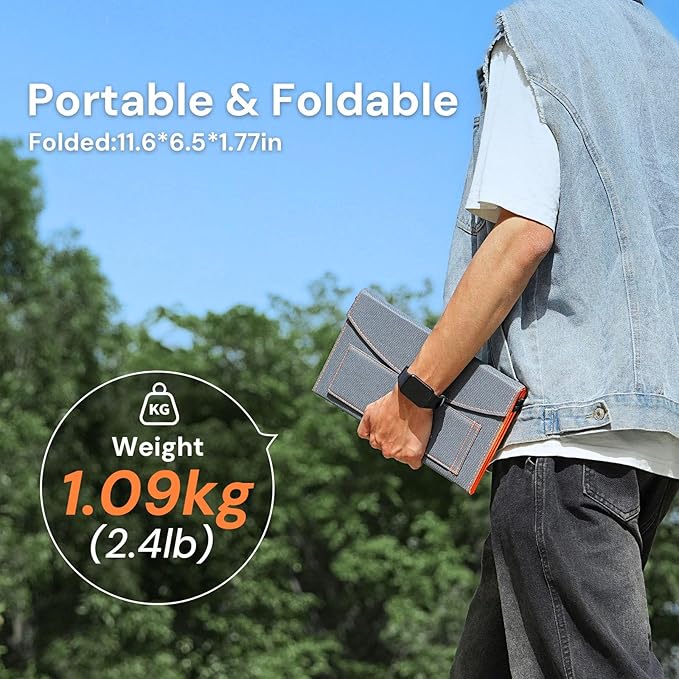 30W Portable Solar Panel Charger with USB and Type-C Outputs(5V/3A Max) for Phones, Power Banks, Tablets, Fast Charges 2 Devices at Once, IP67 Waterproof for Camping, Hiking, and Outdoor Activities