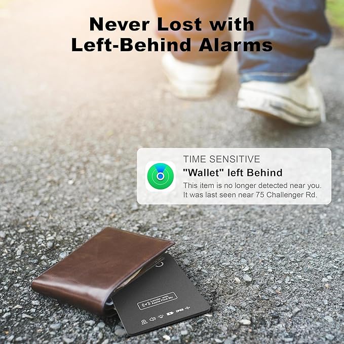 Wallet Tracker Card (iOS Only), Rechargeable Bluetooth Smart Tracking for Apple Find My Compatible Anti Tracker for Men Women Slim Item Locator for Purse Passport Key Luggage Tag (1Pcs/Black A)