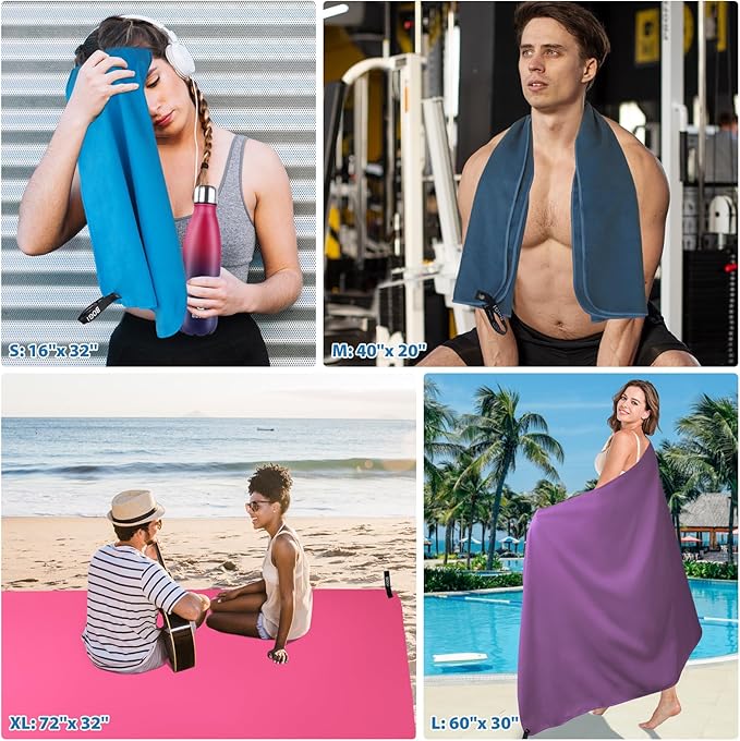 BOGI Microfiber Travel Sports Towel-Quick Dry Towel, Soft Lightweight Microfiber Camping Towel Absorbent Compact Travel Towel for Camping Gym Beach Yoga Swimming Backpacking (S:16''x32'',2Pcs-Hpink)