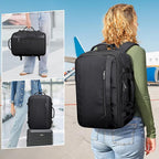 PIJUSHI Travel Backpack for Women Men Expandable Carry on Luggage Backpack Airline Approved Personal Item Laptop Bag(PE034 Black)