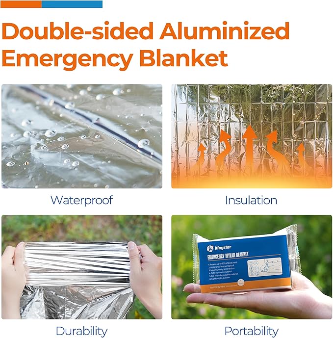 Emergency Blankets (10 Packs, 84" L x 52" W) Mylar Thermal Blankets for Survival and Protection,Space Blanket Survival Kits Camping Blanket, Ideal for Outdoors, Hiking, Survival, Marathons
