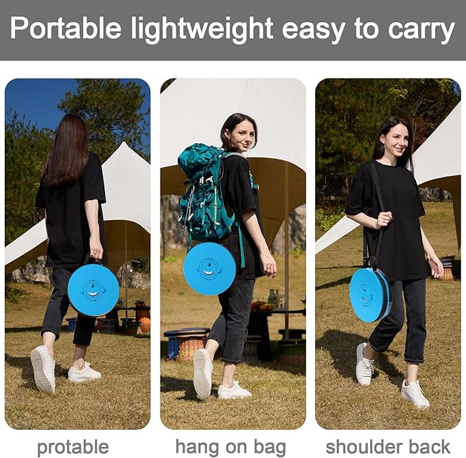 Upgraded XXL Collapsible Stool with Cushion,19.7"H-11.8"D Telescoping Folding Stool for Adults,More Sturdy Portable Camping Stools with Load Capacity 1000lbs for Outdoor,Garden,Fishing,Hiking