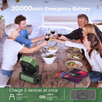 KITWLEMEN Camping Fan with Light - 20000mAh Rechargeable Battery Fan, 60Hrs Max Run Time, 4 Speeds, Timer, Auto Oscillation, 270° Pivot & Hook for Camping, Power Outage, Hurricane