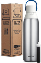 Brita Stainless Steel Premium Filtering Water Bottle, BPA-Free, Reusable, Insulated, Replaces 300 Plastic Water Bottles, Filter Lasts 2 Months or 40 Gallons, Includes 1 Filter, Stainless - 20 oz.