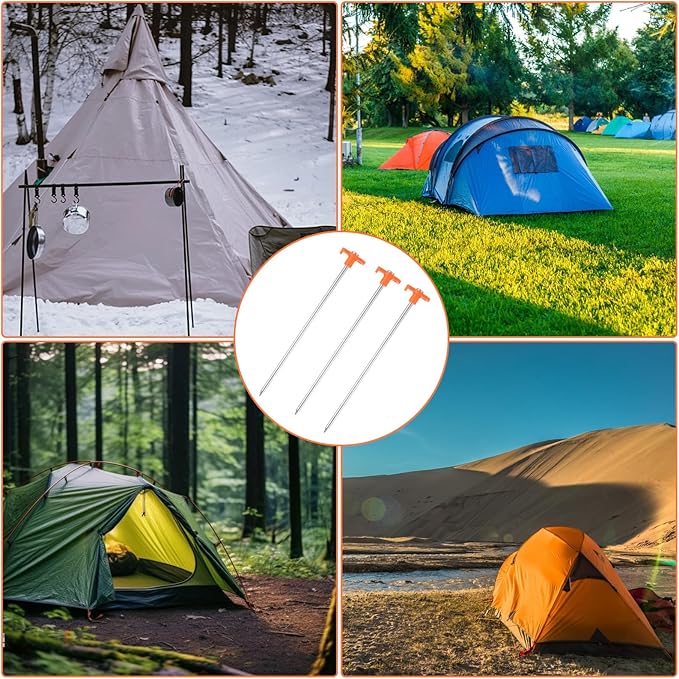 APACALI 40 PCS Metal Tent Stakes Heavy Duty, 10 Inch Yard Stakes Non-Rust Metal Tent Pegs Ground Stakes Tent Spikes Camping Accessories for Camping Patio, Garden, Canopies, Grassland, Outdoor