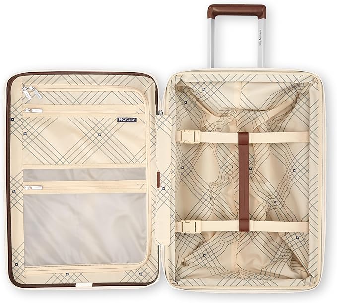 Virtuosa Hardside 21 Inch Carry On Luggage - Airline Approved with 360° Spinner Wheels, RightHeight™ Adjustable Handle - Zippered WetPak™ - TSA Lock - Expandable Light Polycarbonate Shell - Off White