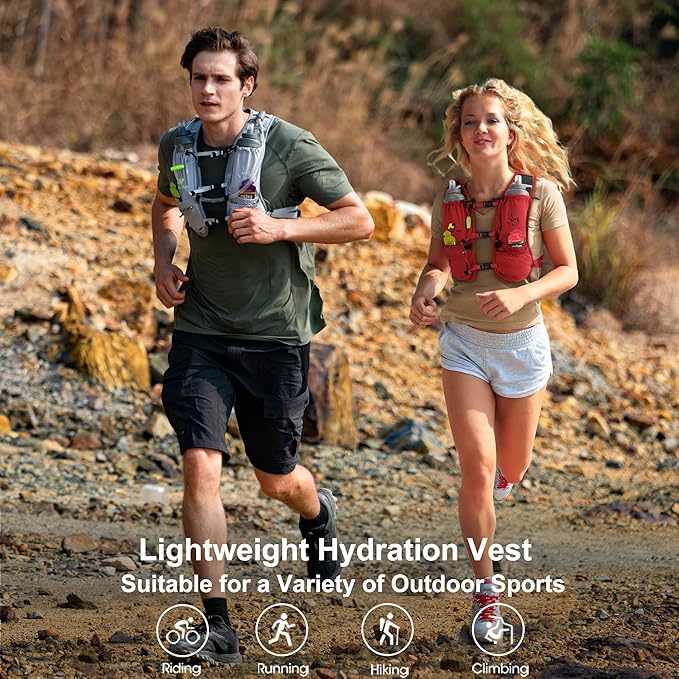 Running Vest with Water Bladder 1.5 Liter, Small Hydration Water Vest, Lightweight Hydration Pack Multi-Pocket 11x - for Hiking Race Trail Marathon for Women Men
