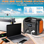 Portable Power Station with 55W Solar Panel, 299Wh LiFePO4 Backup Battery 300W Pure Sine Wave AC (600W Peak) Car Outlets PD 60W QC3.0 Solar Generator Power Bank for Camping, Emergency, CPAP