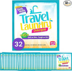 TidyFriend Sink Travel Laundry Detergent 10 ml, 32 Pack Effective Travel Detergent Packets for Sink Washing, Lightweight Must Haves Laundry Essentials