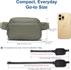 Pander Everywhere Belt Bag for Women, 5 Zipper Pockets Nylon Crossbody Fanny Pack Purse (Caramel Burnt).